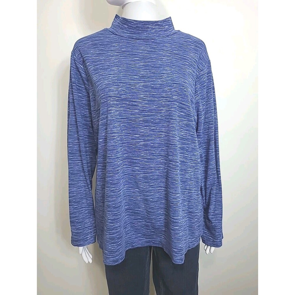 Croft & Barrow Mock Crew Neck Turtleneck Womens Size 1XL Long Sleeve Blue